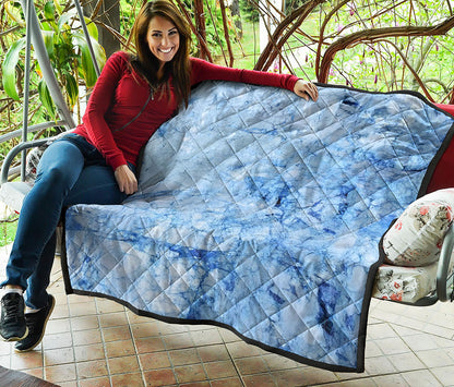 Ice Blue Marble Print Quilt