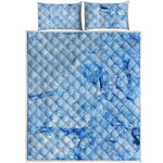 Ice Blue Marble Print Quilt Bed Set