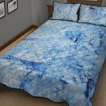 Ice Blue Marble Print Quilt Bed Set