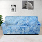Ice Blue Marble Print Sofa Cover