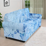 Ice Blue Marble Print Sofa Cover