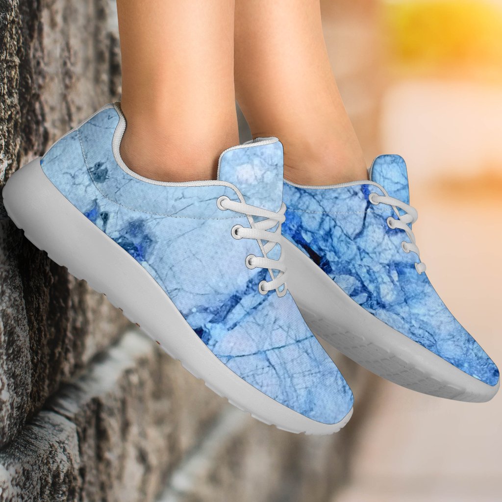 Ice Blue Marble Print Sport Shoes GearFrost