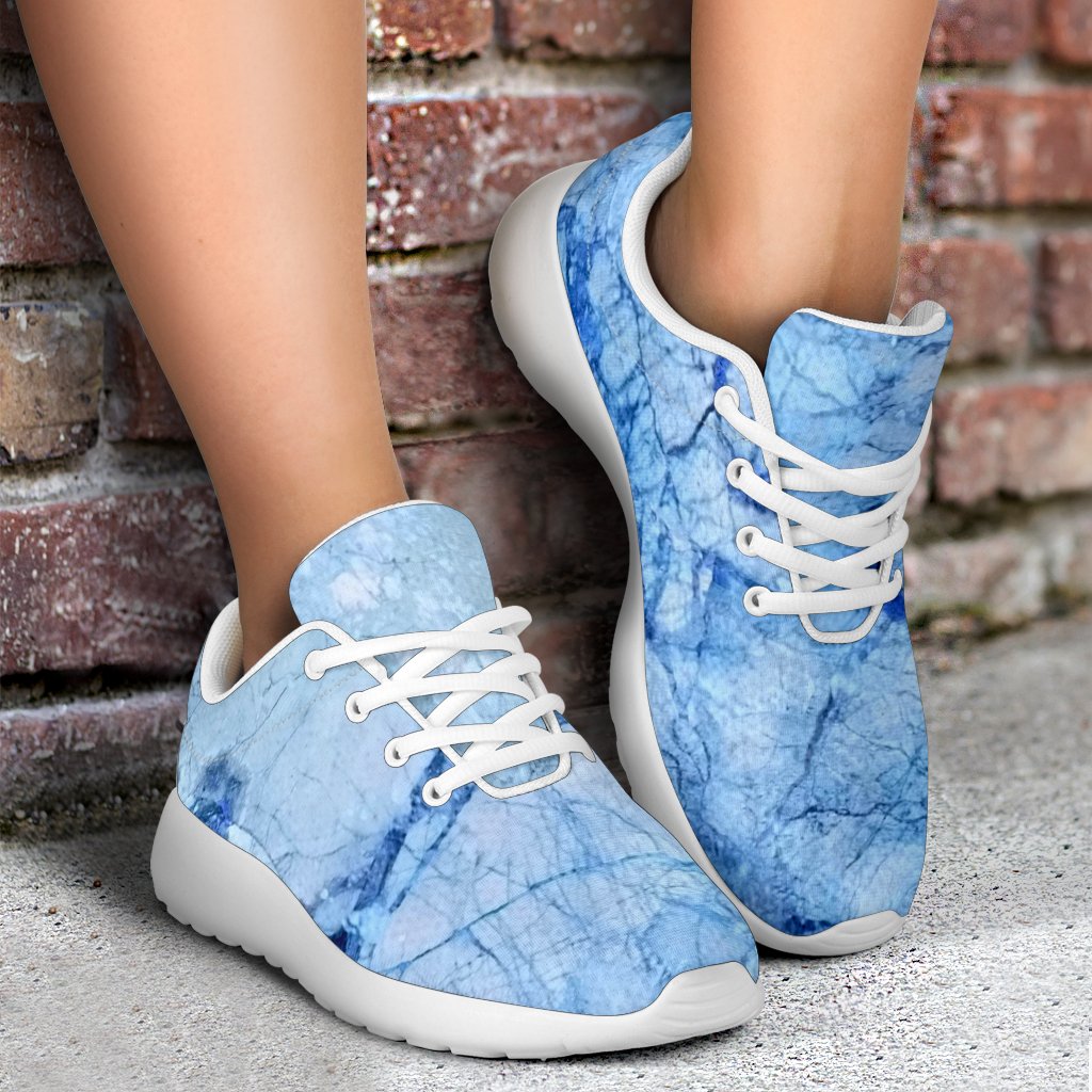 Ice Blue Marble Print Sport Shoes GearFrost