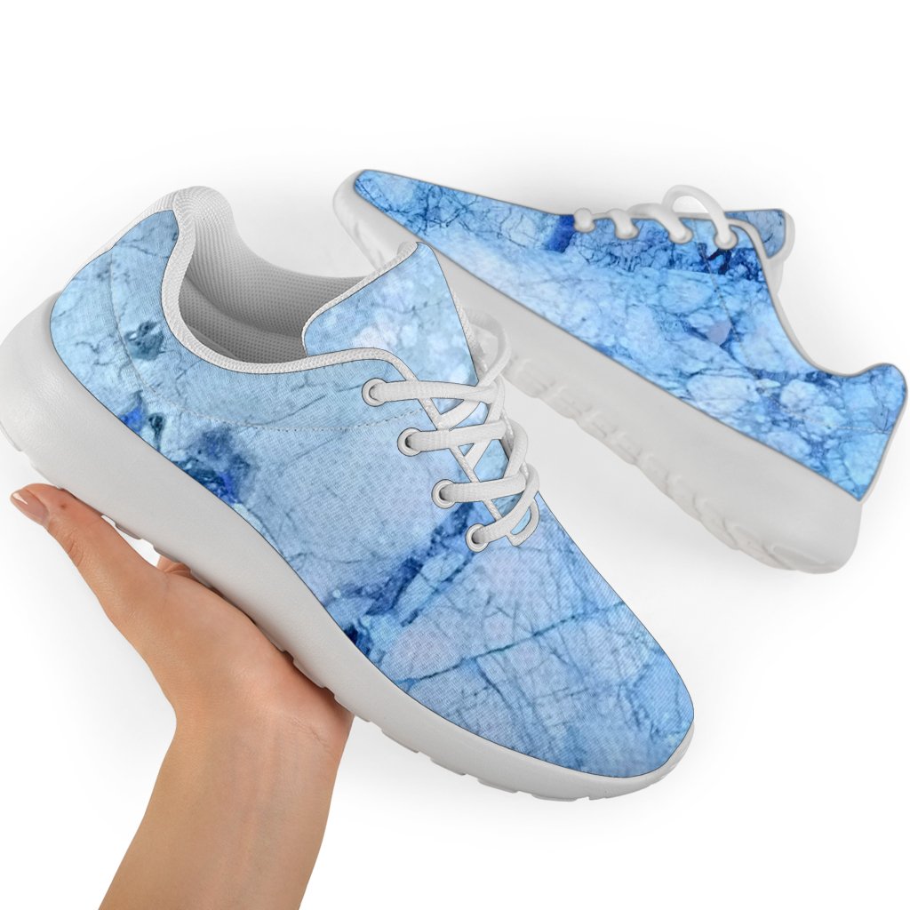 Ice Blue Marble Print Sport Shoes GearFrost