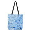 Ice Blue Marble Print Tote Bag