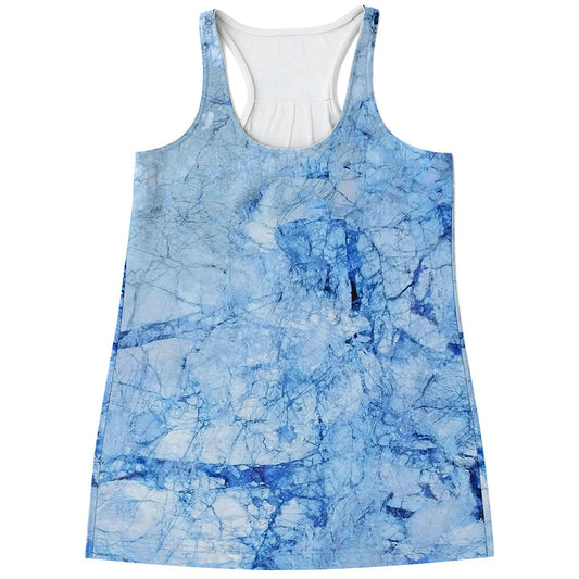 Ice Blue Marble Print Women's Racerback Tank Top