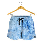 Ice Blue Marble Print Women's Shorts