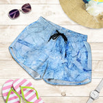 Ice Blue Marble Print Women's Shorts