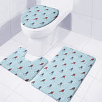 Ice Hockey Players Pattern Print 3 Piece Bath Mat Set