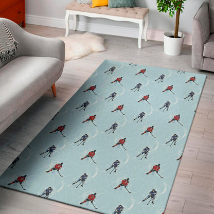 Ice Hockey Players Pattern Print Area Rug