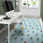 Ice Hockey Players Pattern Print Area Rug