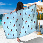 Ice Hockey Players Pattern Print Beach Sarong Wrap