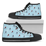 Ice Hockey Players Pattern Print Black High Top Shoes