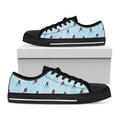 Ice Hockey Players Pattern Print Black Low Top Sneakers