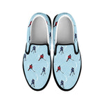 Ice Hockey Players Pattern Print Black Slip On Shoes