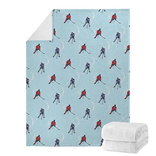 Ice Hockey Players Pattern Print Blanket