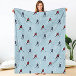Ice Hockey Players Pattern Print Blanket