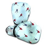 Ice Hockey Players Pattern Print Boxing Gloves