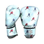 Ice Hockey Players Pattern Print Boxing Gloves