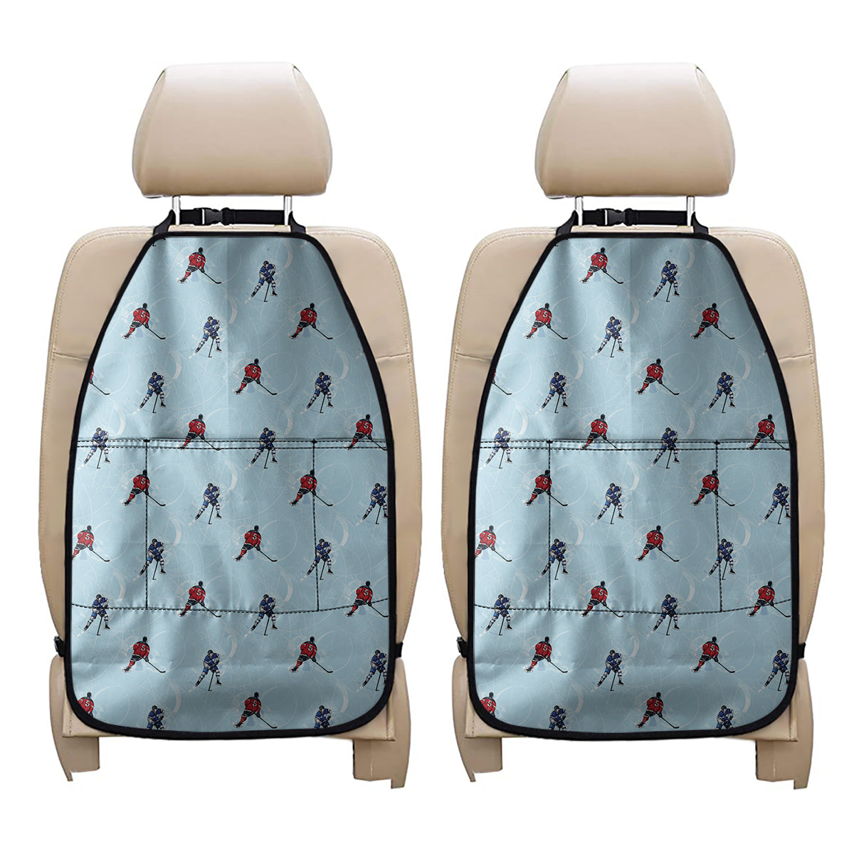 Ice Hockey Players Pattern Print Car Seat Organizers