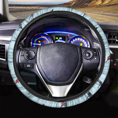 Ice Hockey Players Pattern Print Car Steering Wheel Cover