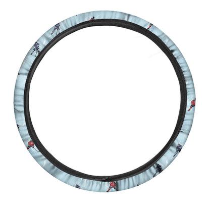 Ice Hockey Players Pattern Print Car Steering Wheel Cover