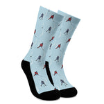 Ice Hockey Players Pattern Print Crew Socks