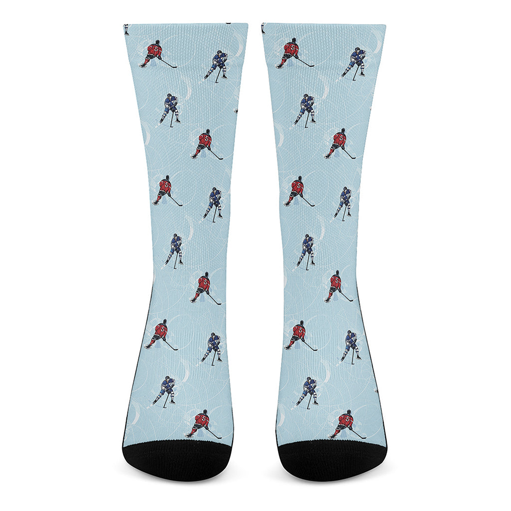 Ice Hockey Players Pattern Print Crew Socks