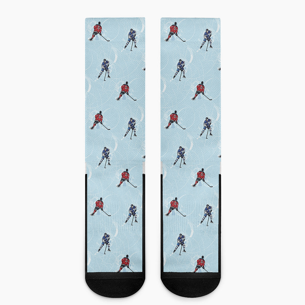 Ice Hockey Players Pattern Print Crew Socks