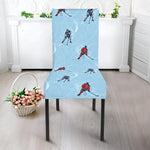 Ice Hockey Players Pattern Print Dining Chair Slipcover