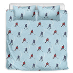 Ice Hockey Players Pattern Print Duvet Cover Bedding Set