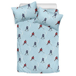 Ice Hockey Players Pattern Print Duvet Cover Bedding Set