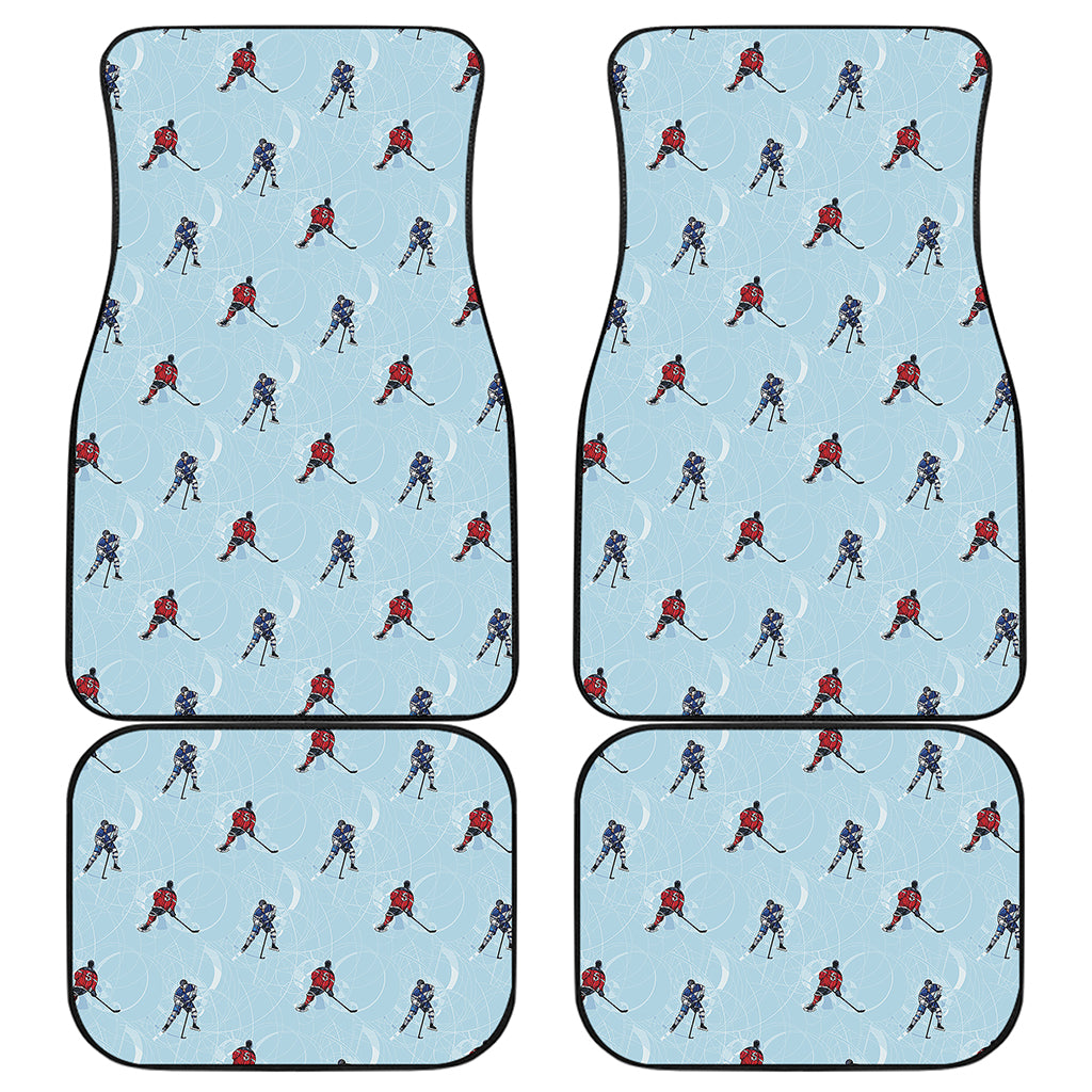 Ice Hockey Players Pattern Print Front and Back Car Floor Mats