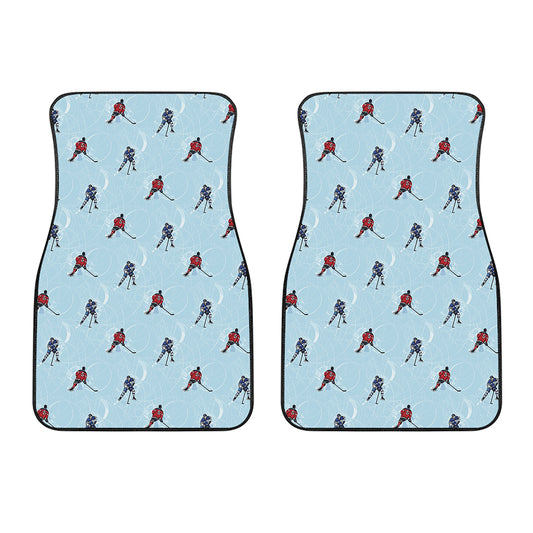 Ice Hockey Players Pattern Print Front Car Floor Mats