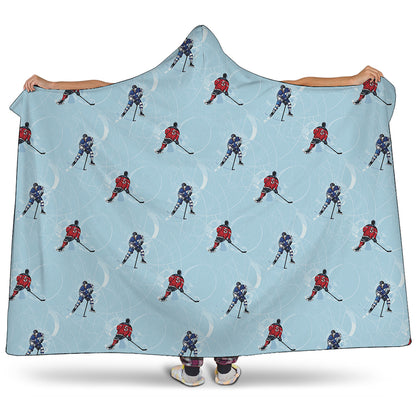 Ice Hockey Players Pattern Print Hooded Blanket
