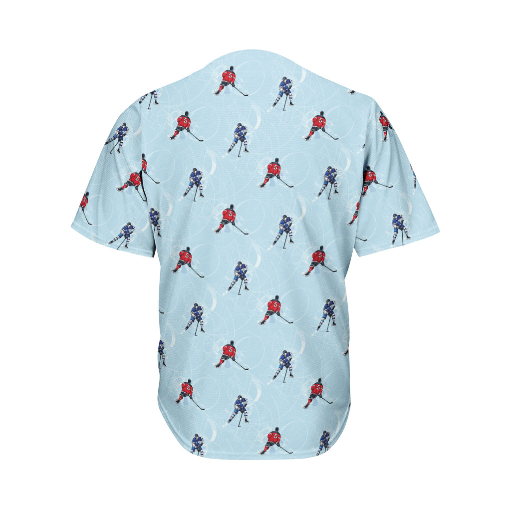 Ice Hockey Players Pattern Print Men's Baseball Jersey