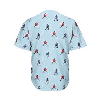 Ice Hockey Players Pattern Print Men's Baseball Jersey