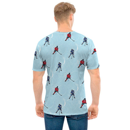 Ice Hockey Players Pattern Print Men's T-Shirt