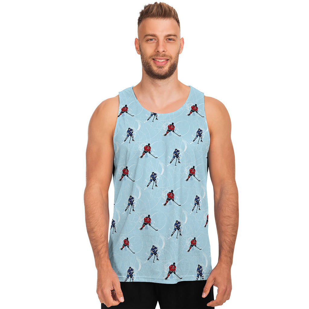 Ice Hockey Players Pattern Print Men's Tank Top