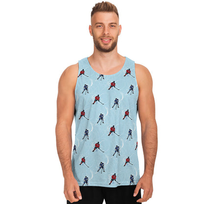Ice Hockey Players Pattern Print Men's Tank Top
