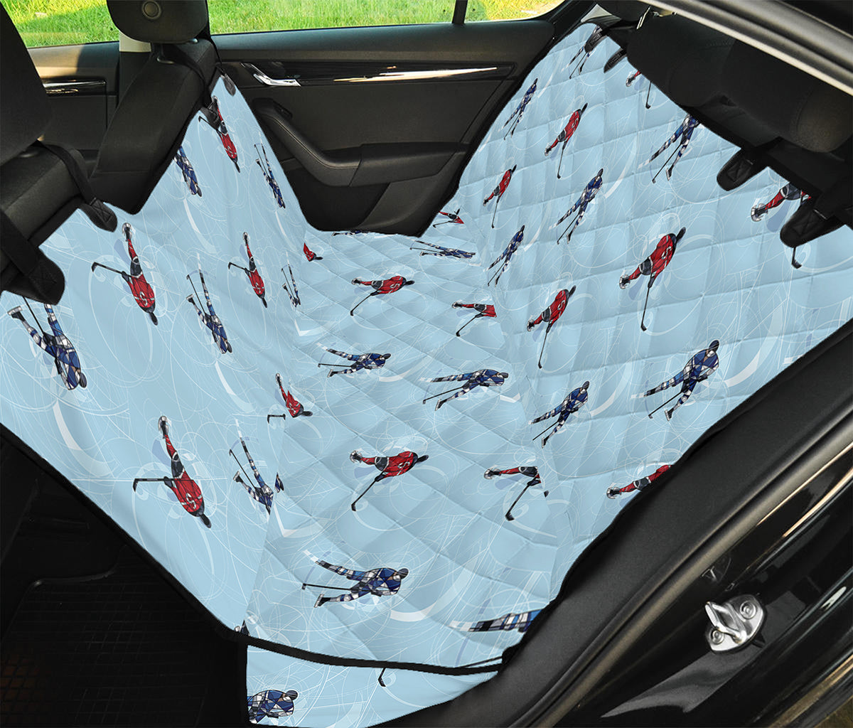 Ice Hockey Players Pattern Print Pet Car Back Seat Cover