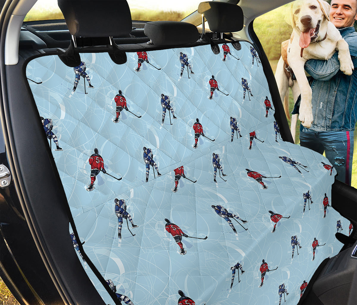 Ice Hockey Players Pattern Print Pet Car Back Seat Cover