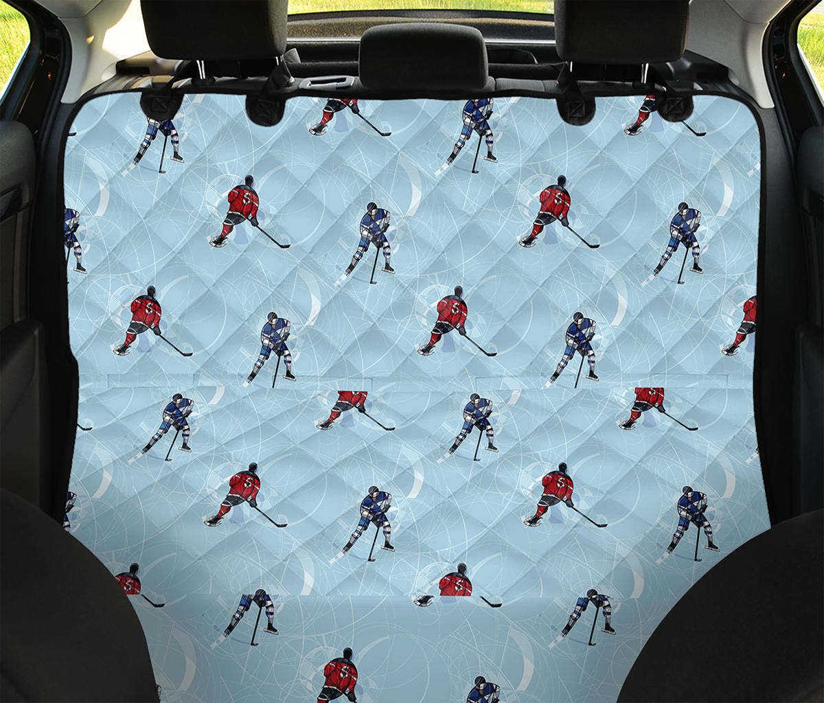 Ice Hockey Players Pattern Print Pet Car Back Seat Cover