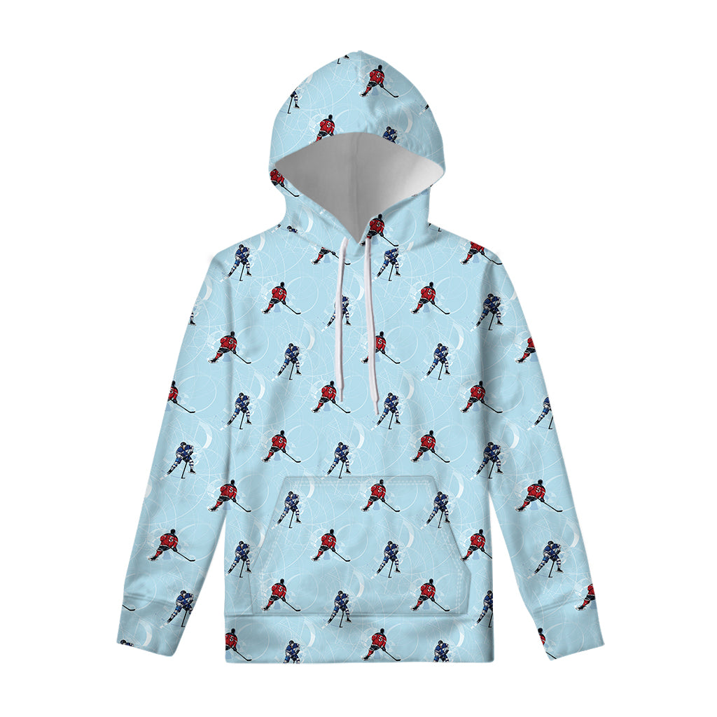 Ice Hockey Players Pattern Print Pullover Hoodie
