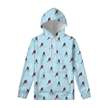 Ice Hockey Players Pattern Print Pullover Hoodie