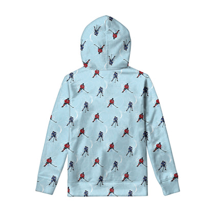 Ice Hockey Players Pattern Print Pullover Hoodie