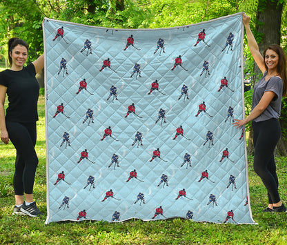 Ice Hockey Players Pattern Print Quilt