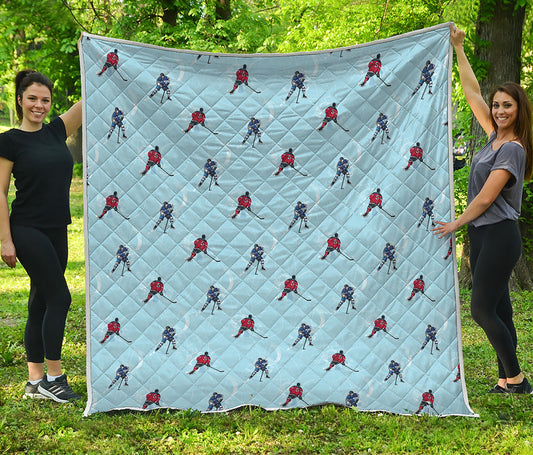Ice Hockey Players Pattern Print Quilt
