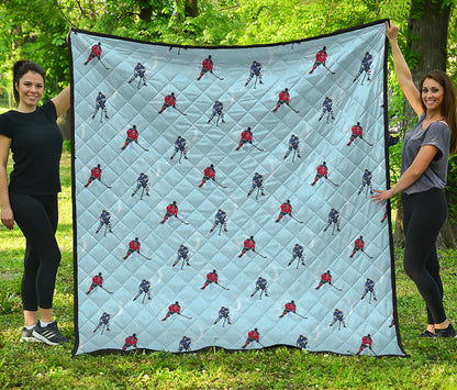 Ice Hockey Players Pattern Print Quilt