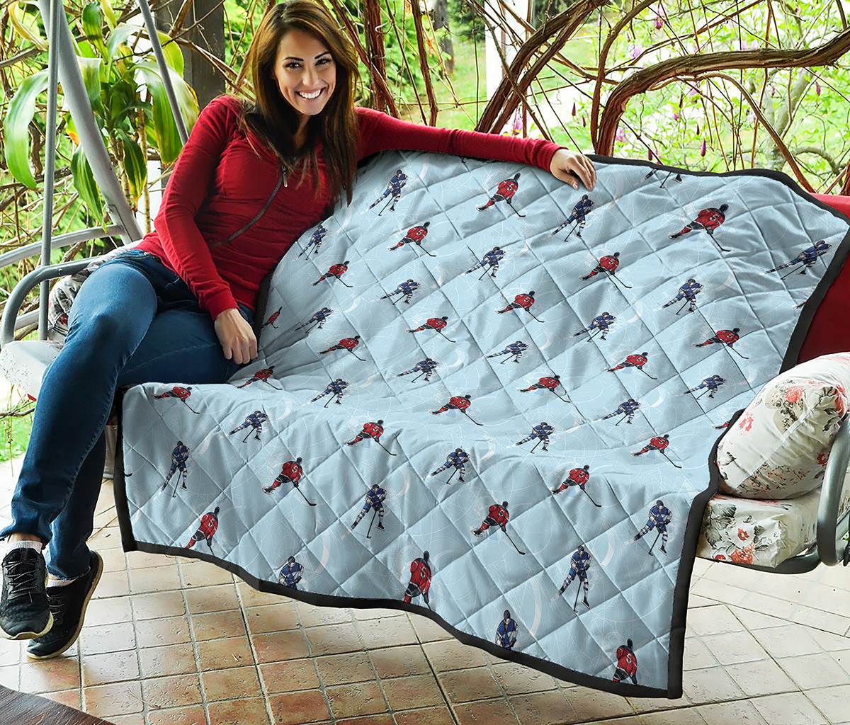 Ice Hockey Players Pattern Print Quilt